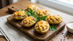 オーブン任せでごちそうに：ハムとチーズの具だくさんスタッフドポテト